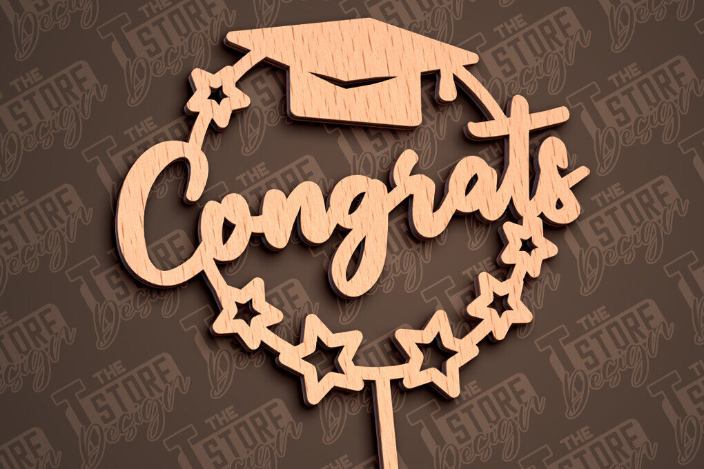 Intra απο ξύλο plywood  Χρώμα wenge 3mm-4mm πάχος - Αποφοίτηση Topper Cake | CNC Δίασταση 30x20 cm INTRAFABR-39455816