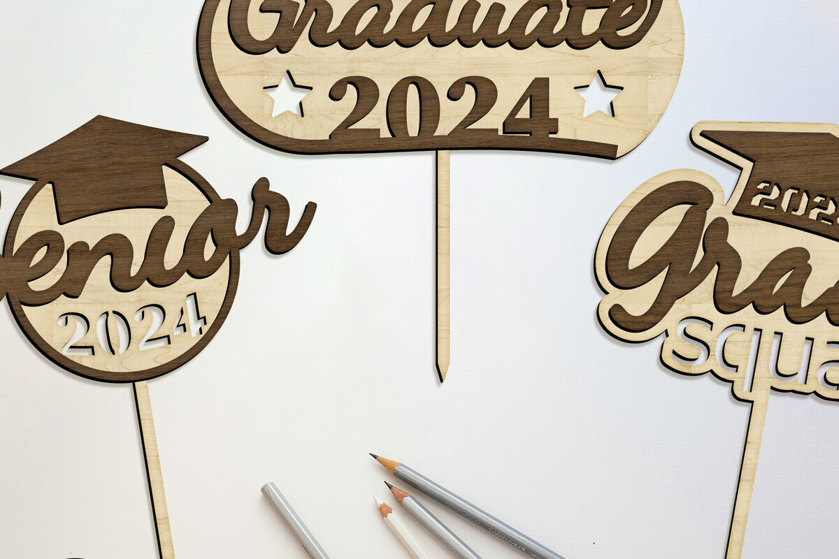 Σετ των 2 Intra απο ξύλο plywood  Χρώμα wenge 3mm-4mm πάχος - Πρότυπα διακοσμητικών κορυφών αποφοίτησης Δίασταση 6x10 cm INTRAFABR-118766915