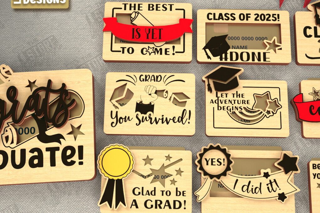 Σετ των 2 Intra απο ξύλο plywood  Χρώμα wenge 3mm-4mm πάχος - Πακέτο κατόχων δωροκαρτών αποφοίτησης |CNC Δίασταση 10x15 cm INTRAFABR-117611057