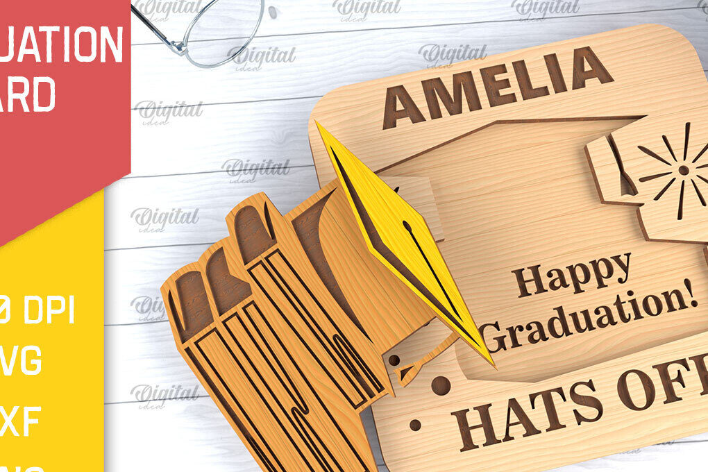 Σετ των 2 Intra απο ξύλο plywood  Χρώμα wenge 3mm-4mm πάχος - Ευχετήρια κάρτα αποφοίτησης Δίασταση 10x15 cm INTRAFABR-116900255