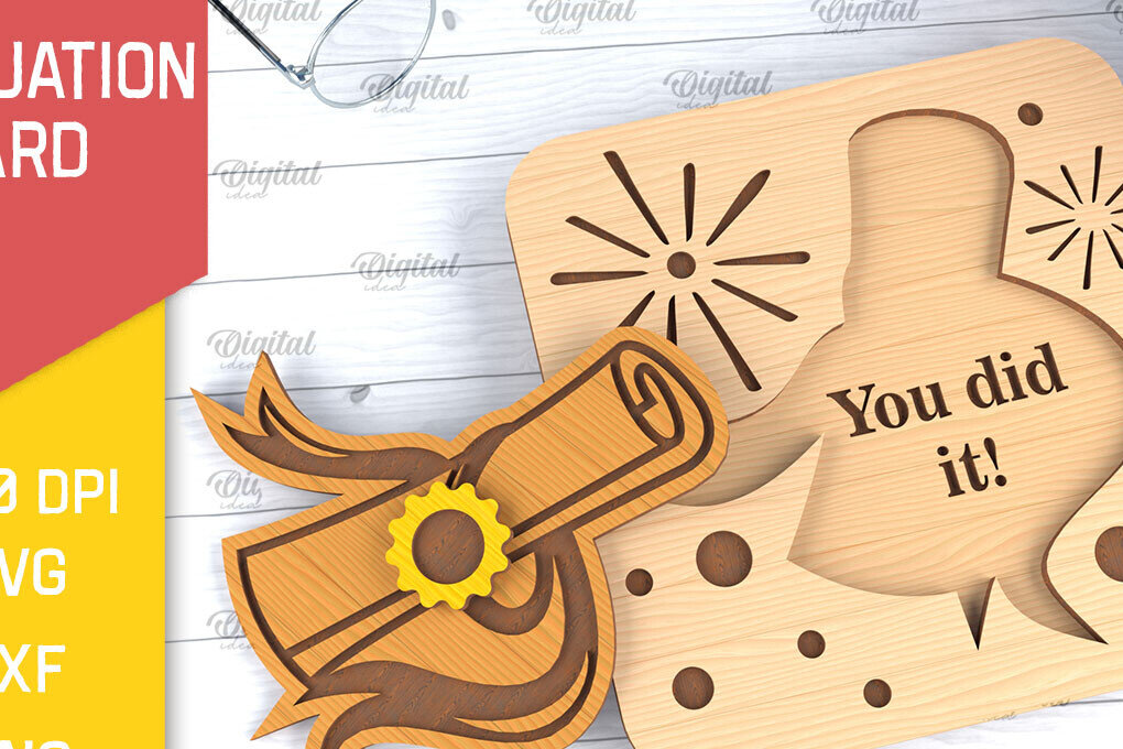 Σετ των 2 Intra απο ξύλο plywood  Χρώμα wenge 3mm-4mm πάχος - Ευχετήρια κάρτα αποφοίτησης Δίασταση 10x15 cm INTRAFABR-116900254