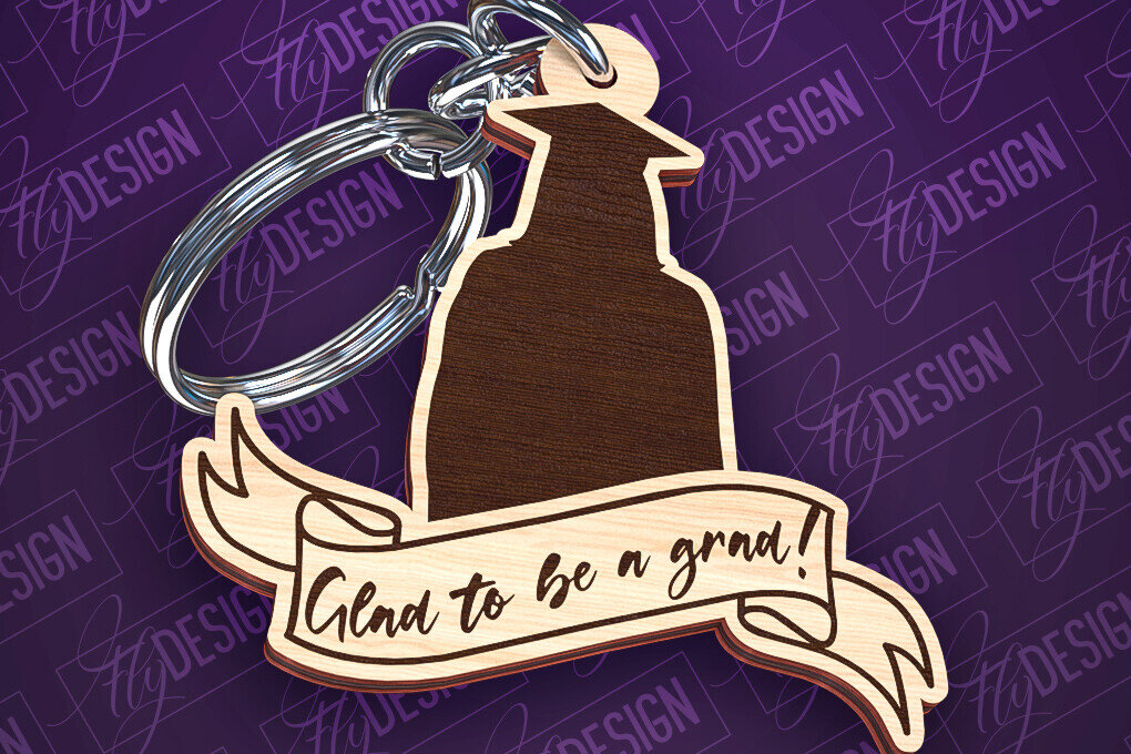 Σετ των 2 Intra απο ξύλο plywood  Χρώμα wenge 3mm-4mm πάχος - Αποφοίτηση Μπρελόκ με λέιζερ | Σχολείο Δίασταση 4x4 cm INTRAFABR-95237352