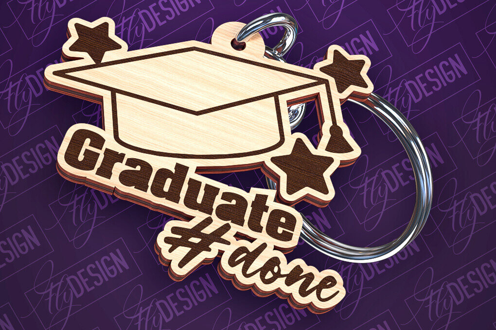 Σετ των 2 Intra απο ξύλο plywood  Χρώμα wenge 3mm-4mm πάχος - Αποφοίτηση Μπρελόκ με λέιζερ | Σχολείο Δίασταση 4x4 cm INTRAFABR-95237355