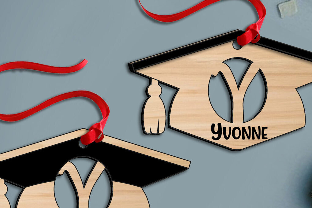 Σετ των 2 Intra απο ξύλο plywood  Χρώμα wenge 3mm-4mm πάχος - Στολίδι γράμματος Y αποκοπής με λέιζερ αποφοίτησης Δίασταση 6x6 cm INTRAFABR-94154272