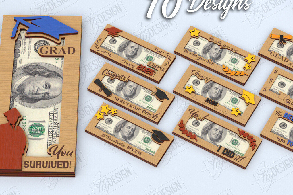 Σετ των 2 Intra απο ξύλο plywood  Χρώμα wenge 3mm-4mm πάχος - Πακέτο κατόχων χρημάτων αποφοίτησης | CNC Δίασταση 20x20 cm INTRAFABR-95355481