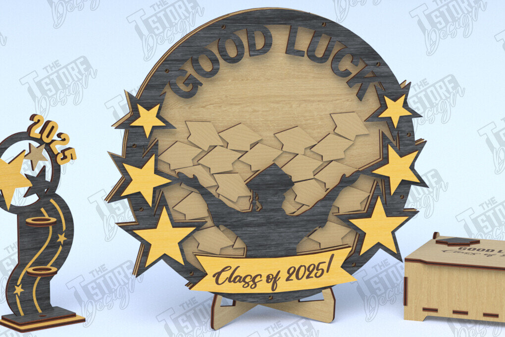 Σετ των 2 Intra απο ξύλο plywood  Χρώμα wenge 3mm-4mm πάχος - Βιβλίο επισκεπτών Graduation Party | Grad 2025 Δίασταση 20x20 cm INTRAFABR-95570133