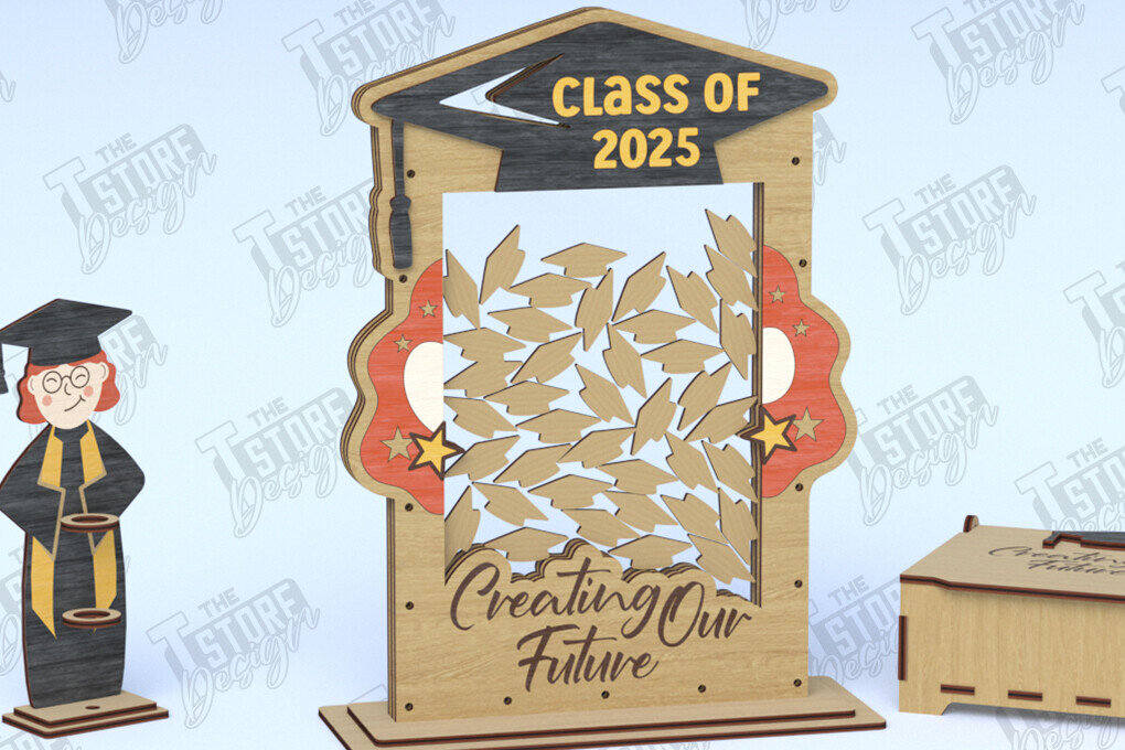 Σετ των 2 Intra απο ξύλο plywood  Χρώμα wenge 3mm-4mm πάχος - Βιβλίο επισκεπτών Graduation Party | Grad 2025 Δίασταση 20x20 cm INTRAFABR-95355431