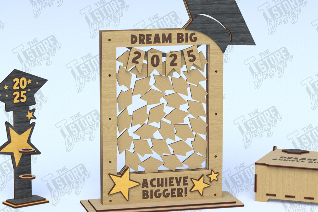 Σετ των 2 Intra απο ξύλο plywood  Χρώμα wenge 3mm-4mm πάχος - Βιβλίο επισκεπτών Graduation Party | Grad 2025 Δίασταση 20x20 cm INTRAFABR-95355447