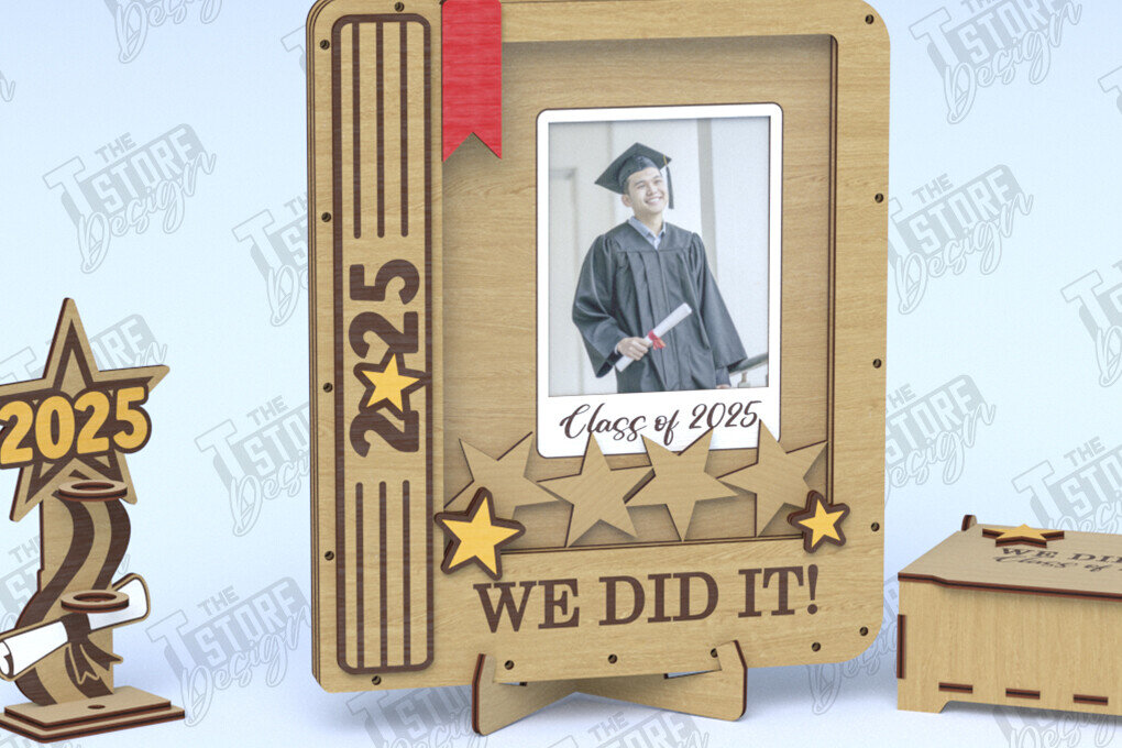 Σετ των 2 Intra απο ξύλο plywood  Χρώμα wenge 3mm-4mm πάχος - Βιβλίο επισκεπτών Graduation Party | Grad 2025 Δίασταση 20x20 cm INTRAFABR-95355454