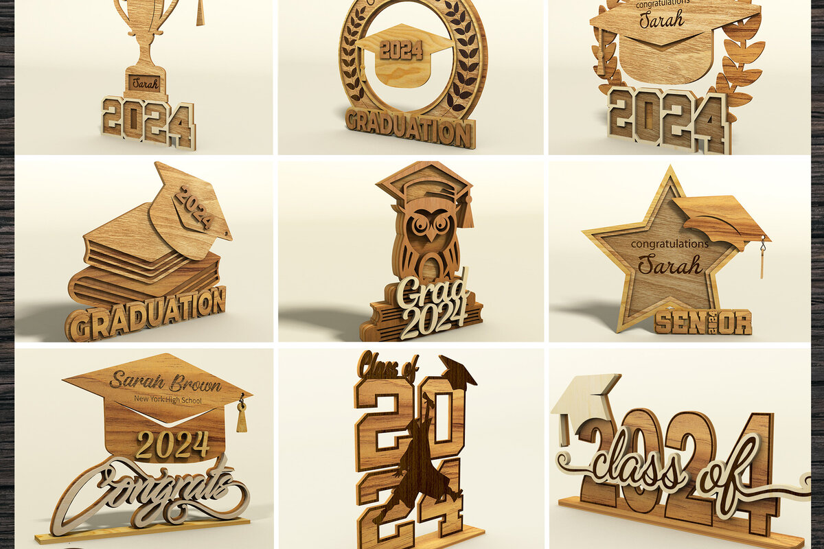 Σετ των 2 Intra απο ξύλο plywood  Χρώμα wenge 3mm-4mm πάχος - Σετ αποφοίτησης Πρότυπα κοπής με λέιζερ Δίασταση 20x20 cm INTRAFABR-107203284