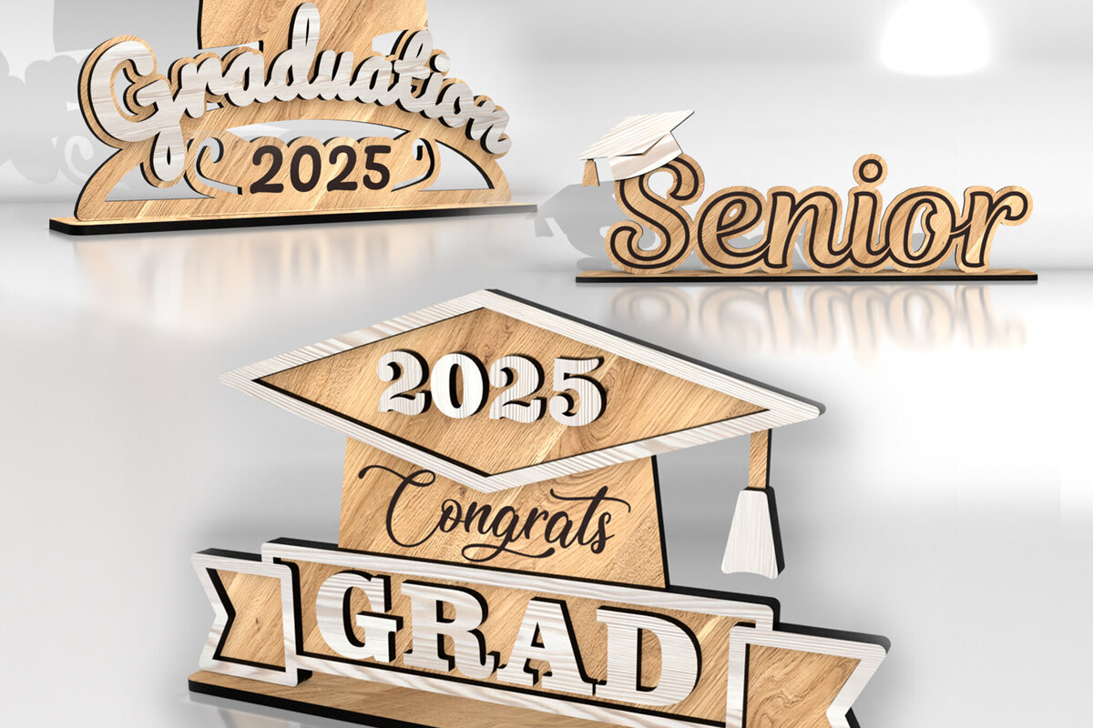 Σετ των 2 Intra απο ξύλο plywood  Χρώμα wenge 3mm-4mm πάχος - Σύνολο προτύπων αποφοίτησης Δίασταση 6x3 cm INTRAFABR-116293351