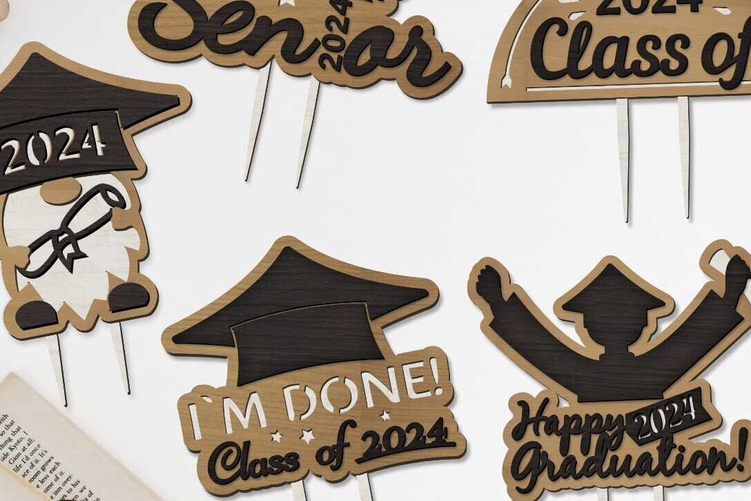 Σετ των 2 Intra απο ξύλο plywood  Χρώμα wenge 3mm-4mm πάχος - Graduation Toppers Set Templa Multilayer Δίασταση 6x10 cm INTRAFABR-116293546