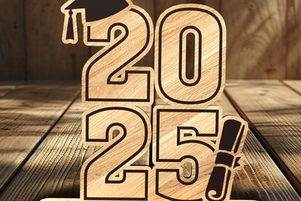 Σετ των 2 Intra απο ξύλο plywood  Χρώμα wenge 3mm-4mm πάχος - Έτος Αποφοίτησης 2025 Δίασταση 7x8 cm INTRAFABR-67882214