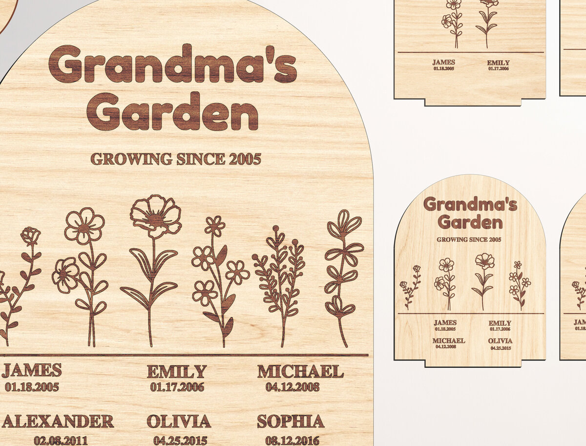 Σετ των 2 Intra απο ξύλο plywood  Χρώμα wenge 3mm-4mm πάχος - Σημάδι της γιαγιάς στον κήπο - Σπάστε Τζον Δίασταση 20x20 cm INTRAFABR-90295409