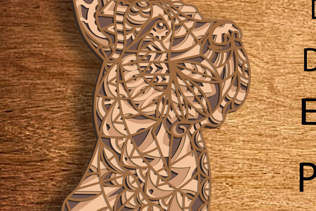 Intra απο ξύλο plywood  Χρώμα wenge 3mm-4mm πάχος - Great Dane Dog Multilayer /Zentangle Δίασταση 30x20 cm INTRAFABR-112552890