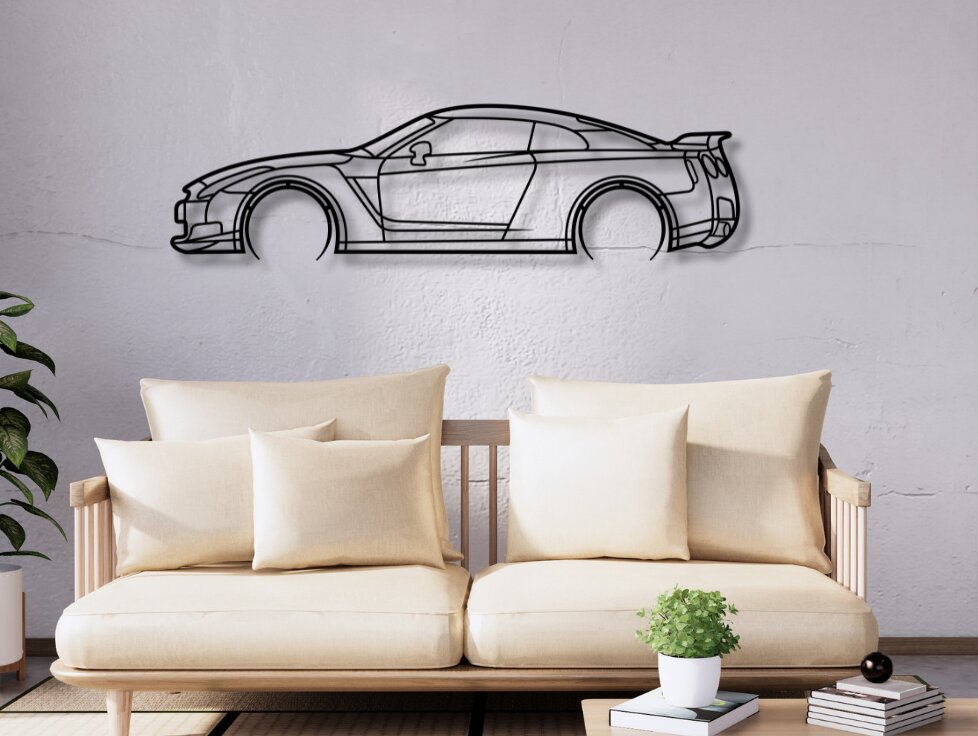 Σετ των 2 Intra απο ξύλο plywood  Χρώμα wenge 3mm-4mm πάχος - GTR R35 Car Silhouette Dxf Δίασταση 20x20 cm INTRAFABR-117771177