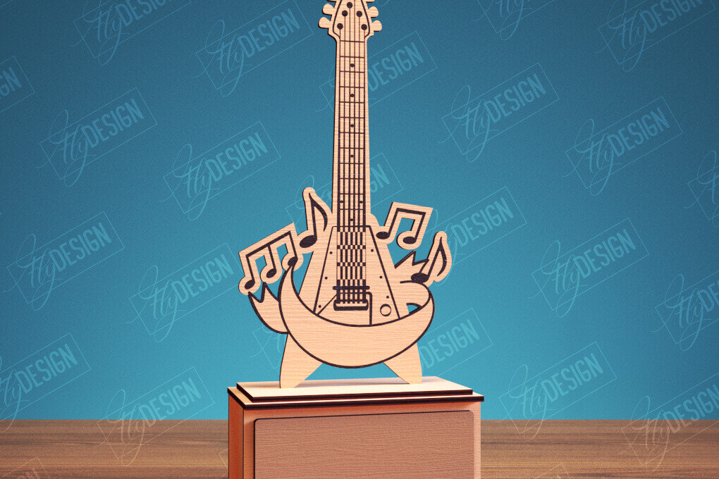 Intra απο ξύλο plywood  Χρώμα wenge 3mm-4mm πάχος - Guitar Award Trophy Design Δίασταση 30x20 cm INTRAFABR-77192003