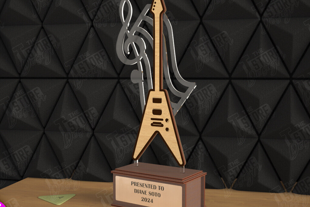 Σετ των 2 Intra απο ξύλο plywood  Χρώμα wenge 3mm-4mm πάχος - Βραβείο Κιθάρας Τρόπαιο | Προσωποποιημένη Ανταμοιβή Δίασταση 20x20 cm INTRAFABR-75546420