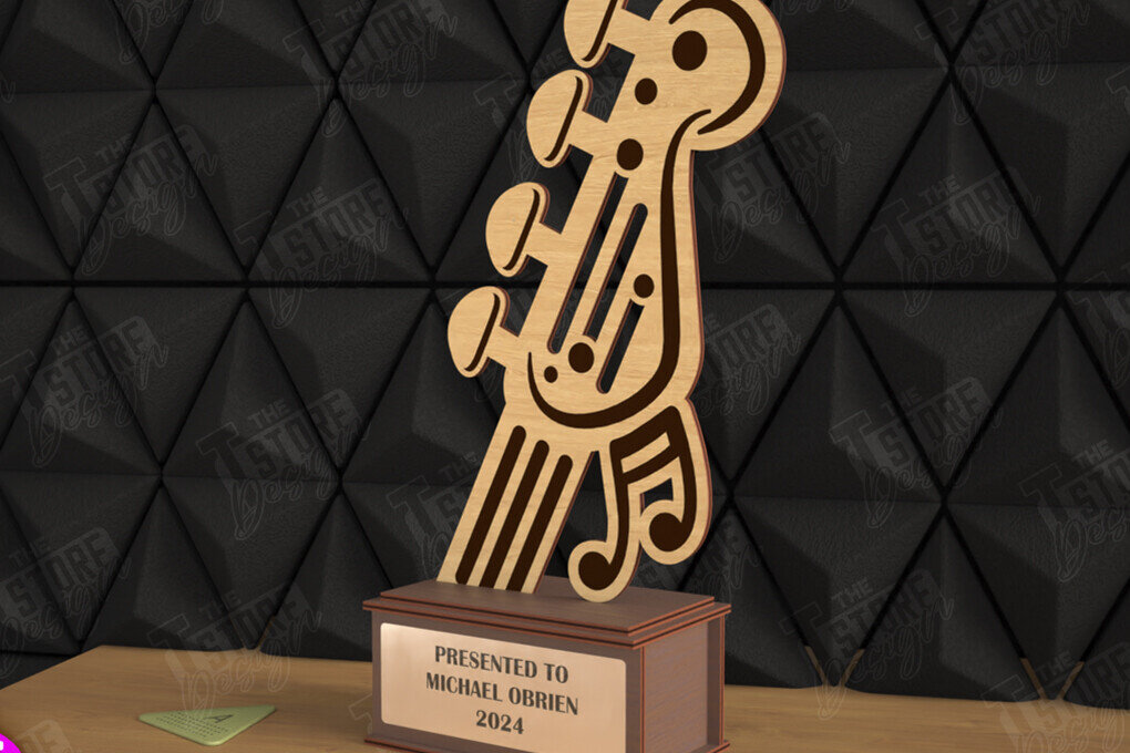 Σετ των 2 Intra απο ξύλο plywood  Χρώμα wenge 3mm-4mm πάχος - Βραβείο Κιθάρας Τρόπαιο | Προσωποποιημένη Ανταμοιβή Δίασταση 20x20 cm INTRAFABR-75546431