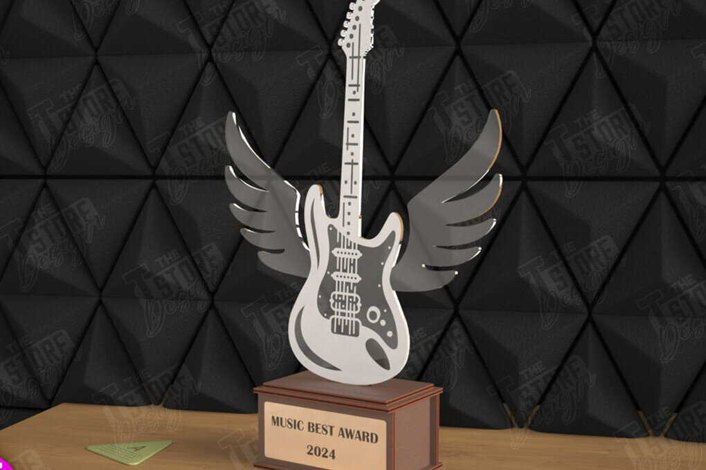 Σετ των 2 Intra απο ξύλο plywood  Χρώμα wenge 3mm-4mm πάχος - Βραβείο Κιθάρας Τρόπαιο | Προσωποποιημένη Ανταμοιβή Δίασταση 20x20 cm INTRAFABR-75546456