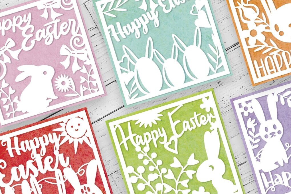 Σετ των 2 Intra απο ξύλο plywood  Χρώμα wenge 3mm-4mm πάχος - Πακέτο κοπής χαρτιού Haappy Πασχαλινές κάρτες Δίασταση 15x15 cm INTRAFABR-84460239