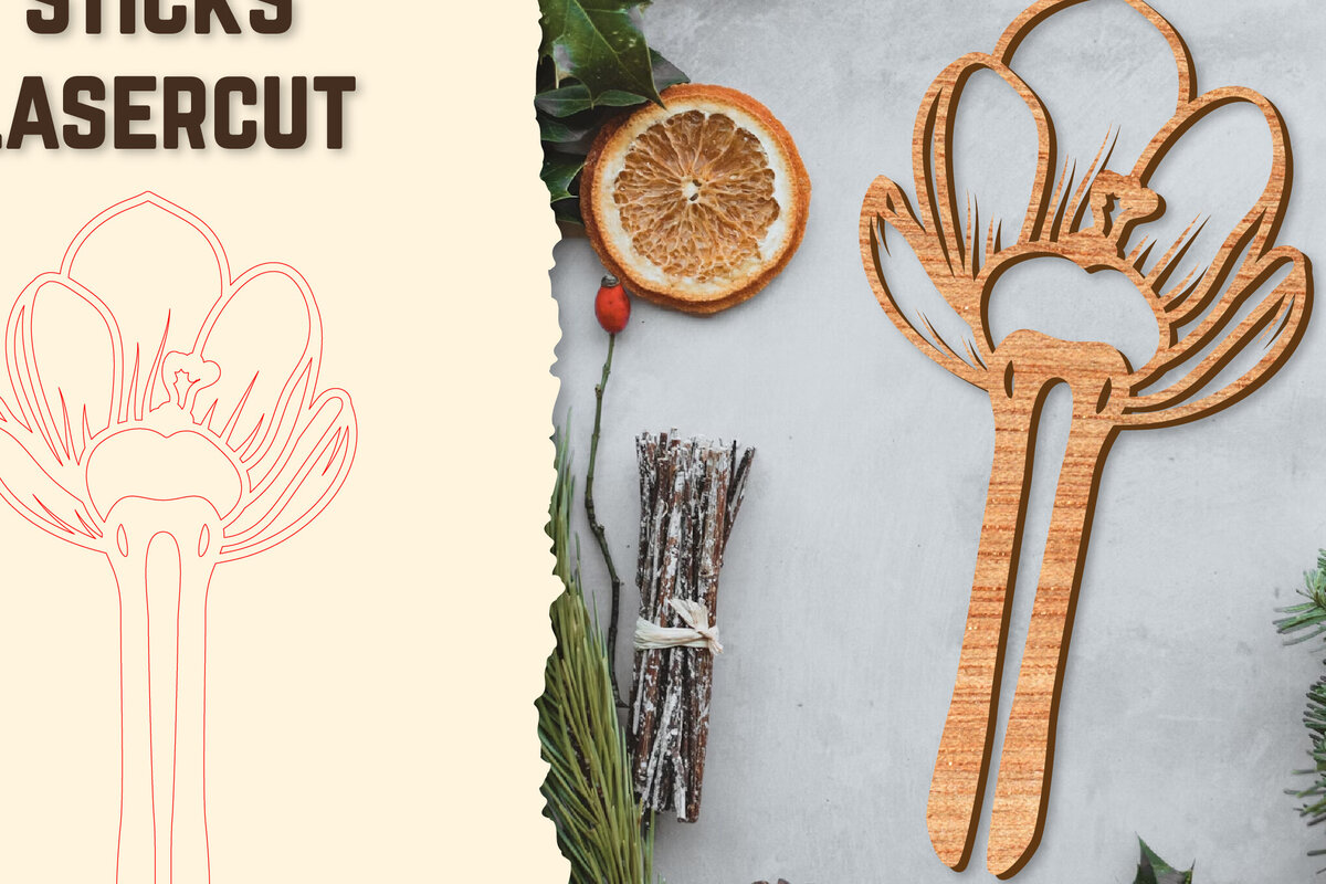 Intra απο ξύλο plywood  Χρώμα wenge 3mm-4mm πάχος - Στικς μαλλιών Floral κούρεμα με λέιζερ Δίασταση 30x20 cm INTRAFABR-36750000