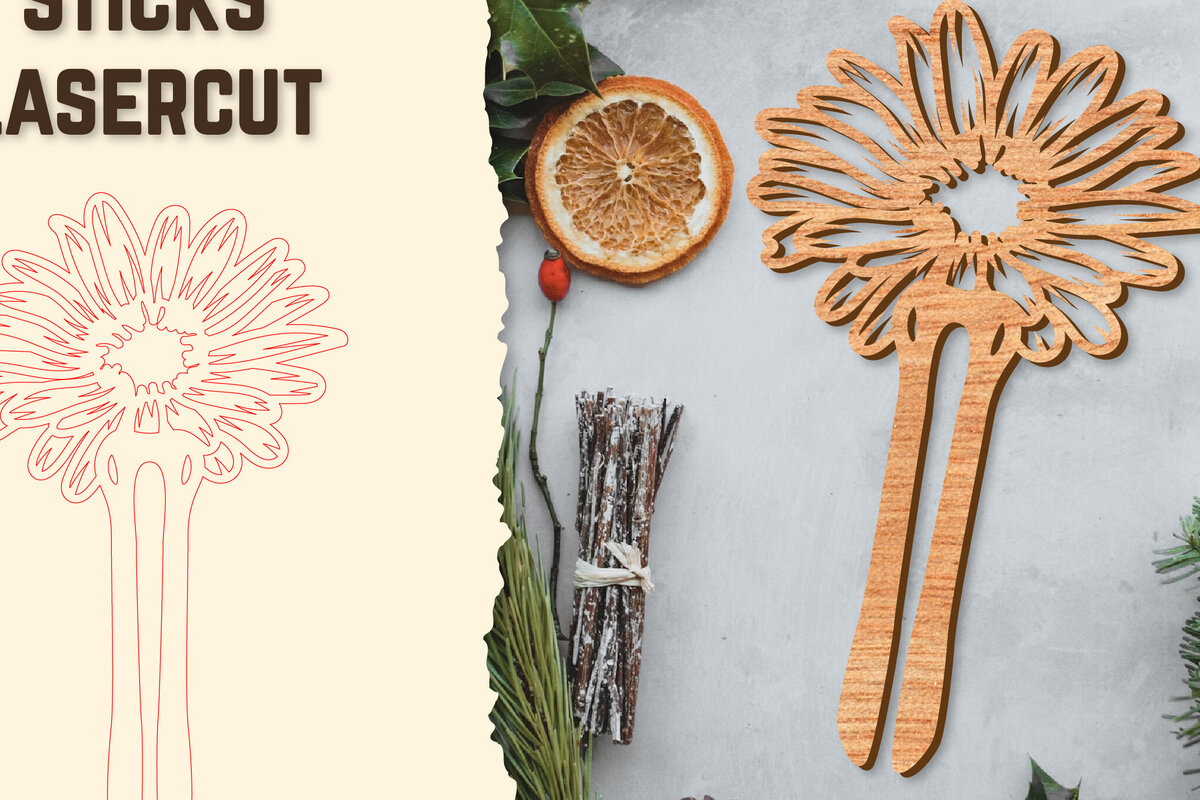 Intra απο ξύλο plywood  Χρώμα wenge 3mm-4mm πάχος - Στικς μαλλιών Floral κούρεμα με λέιζερ Δίασταση 30x20 cm INTRAFABR-123828307