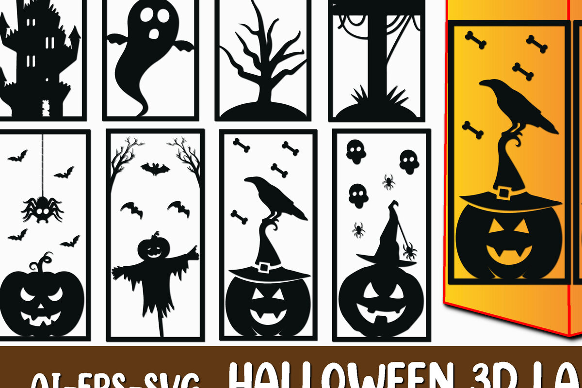 Σετ των 2 Intra απο ξύλο plywood  Χρώμα wenge 3mm-4mm πάχος - Πακέτο 3D Lantern για Halloween Δίασταση 15x15 cm INTRAFABR-35519670