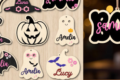 Σετ των 2 Intra απο ξύλο plywood  Χρώμα wenge 3mm-4mm πάχος - Αποκριάτικο καλάθι Ετικέτα κοπής με λέιζερ Δίασταση 5x10 cm INTRAFABR-16075089