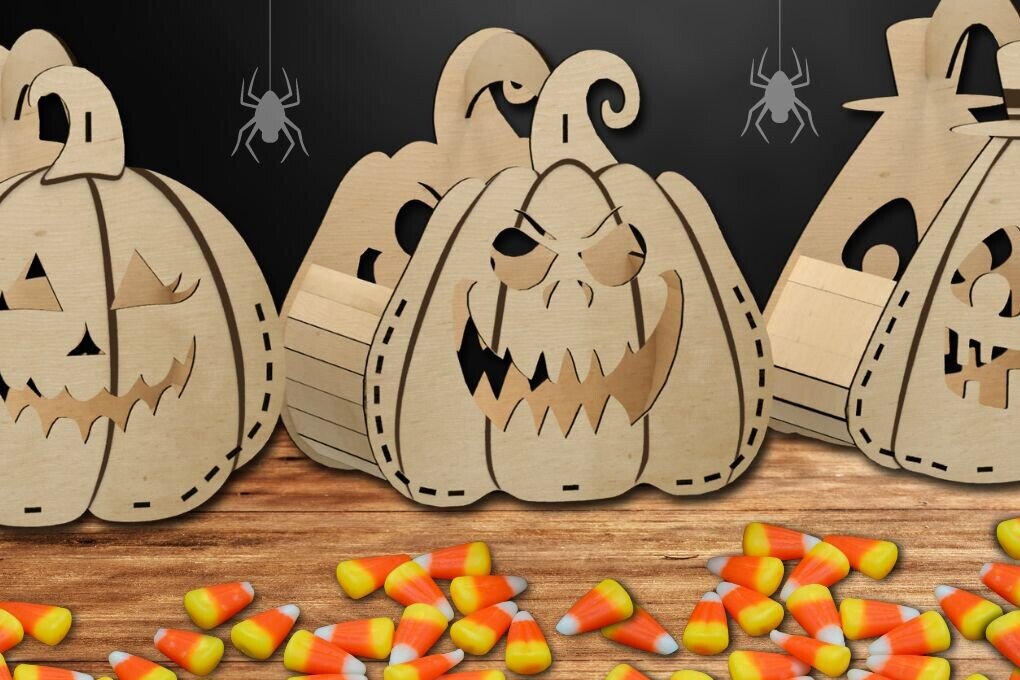 Σετ των 2 Intra απο ξύλο plywood  Χρώμα wenge 3mm-4mm πάχος - Αποκριάτικα καλάθια κοπής με λέιζερ Δίασταση 15x15 cm INTRAFABR-16073308