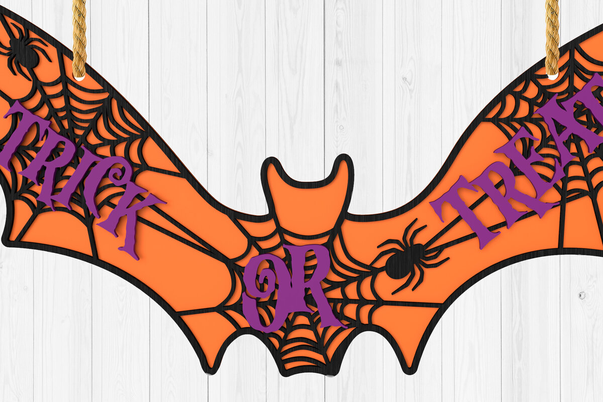 Σετ των 2 Intra απο ξύλο plywood  Χρώμα wenge 3mm-4mm πάχος - Σημάδι, κόλπο ή κέρασμα για το Halloween Bat Δίασταση 15x15 cm INTRAFABR-16314402