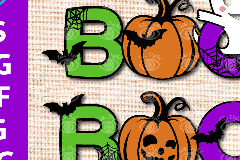 Σετ των 2 Intra απο ξύλο plywood  Χρώμα wenge 3mm-4mm πάχος - Σχέδιο κολοκύθας Halloween Boo Ghost Δίασταση 15x15 cm INTRAFABR-17663399