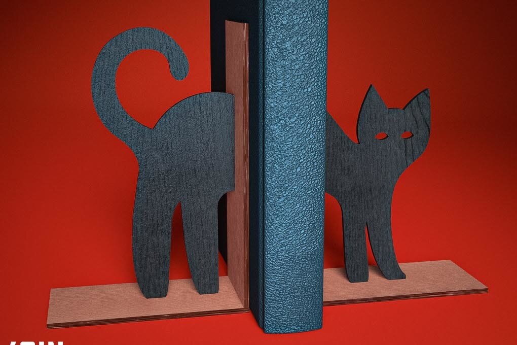 Σετ των 2 Intra απο ξύλο plywood  Χρώμα wenge 3mm-4mm πάχος - Halloween Bookend Δίασταση 15x15 cm INTRAFABR-24848823