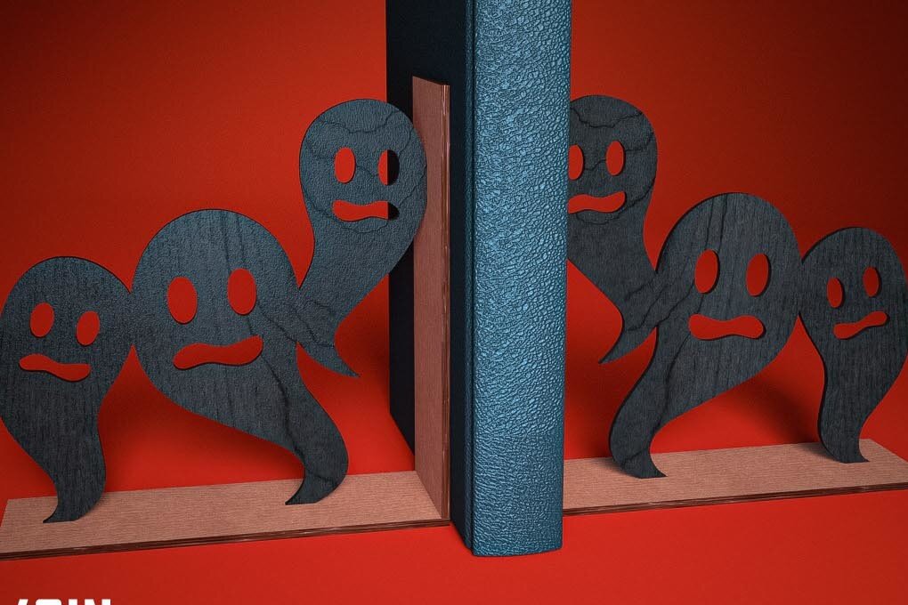 Σετ των 2 Intra απο ξύλο plywood  Χρώμα wenge 3mm-4mm πάχος - Halloween Bookend Δίασταση 15x15 cm INTRAFABR-79304628