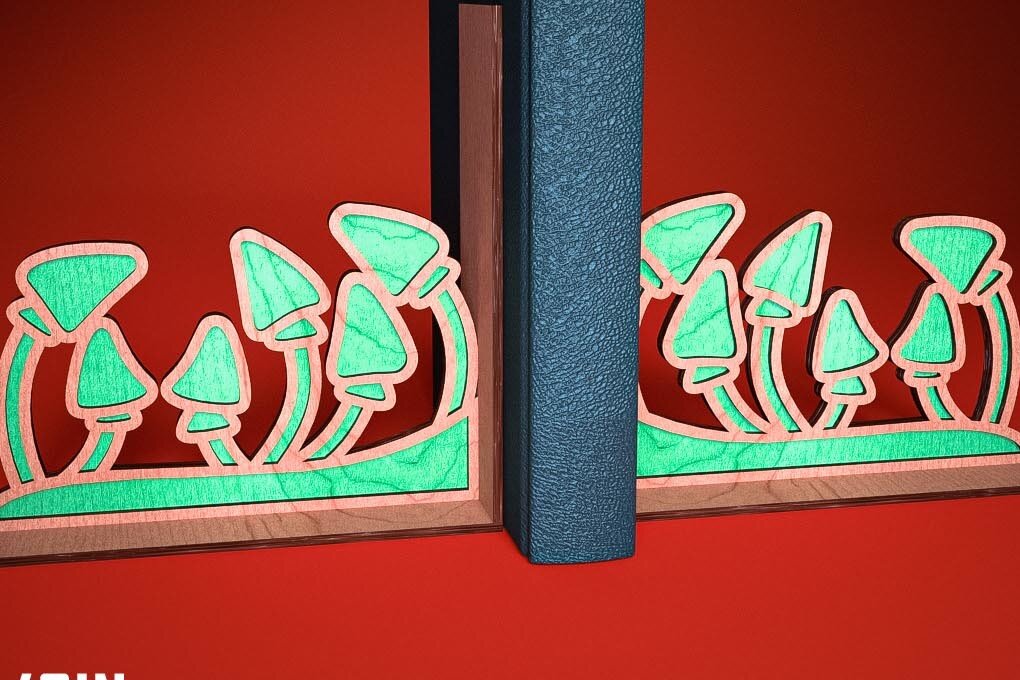 Σετ των 2 Intra απο ξύλο plywood  Χρώμα wenge 3mm-4mm πάχος - Halloween Bookend Δίασταση 15x15 cm INTRAFABR-16810851