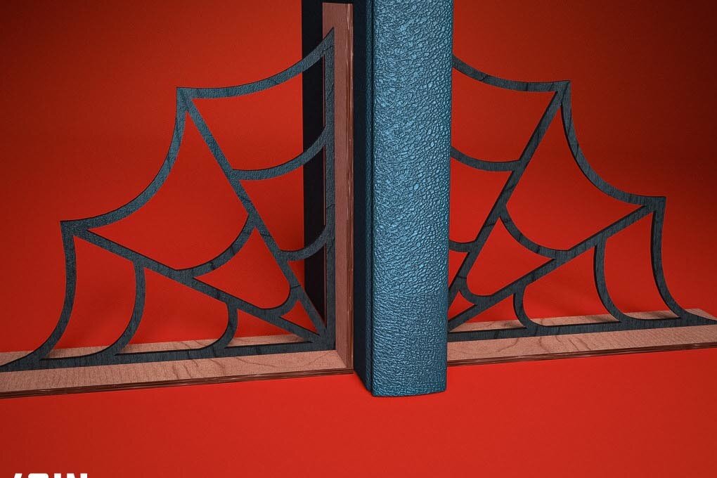 Σετ των 2 Intra απο ξύλο plywood  Χρώμα wenge 3mm-4mm πάχος - Halloween Bookend Δίασταση 15x15 cm INTRAFABR-16810283