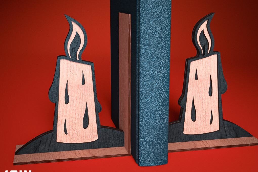 Σετ των 2 Intra απο ξύλο plywood  Χρώμα wenge 3mm-4mm πάχος - Halloween Bookend Δίασταση 15x15 cm INTRAFABR-16785301