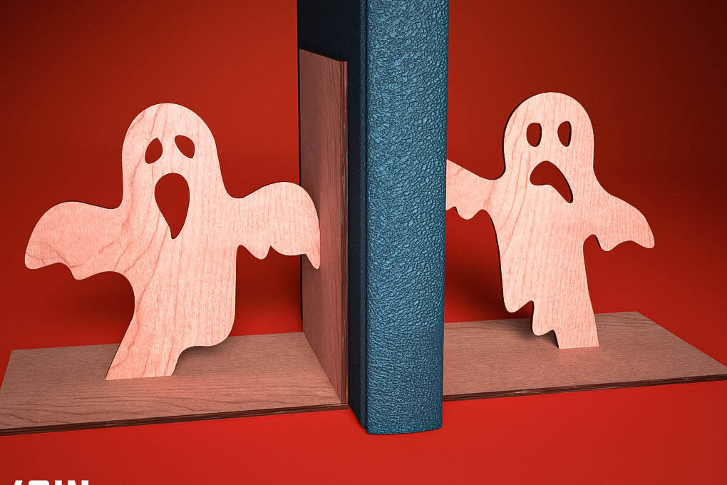 Σετ των 2 Intra απο ξύλο plywood  Χρώμα wenge 3mm-4mm πάχος - Halloween Bookend | Στοιχειωμένος Δίασταση 15x15 cm INTRAFABR-15815439