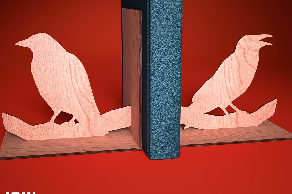 Σετ των 2 Intra απο ξύλο plywood  Χρώμα wenge 3mm-4mm πάχος - Halloween Bookend | Στοιχειωμένος Δίασταση 15x15 cm INTRAFABR-15813634