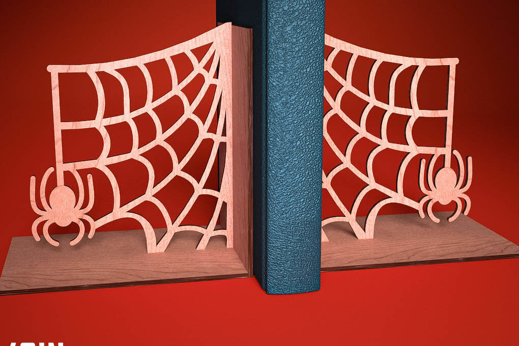 Σετ των 2 Intra απο ξύλο plywood  Χρώμα wenge 3mm-4mm πάχος - Halloween Bookend | Στοιχειωμένος Δίασταση 15x15 cm INTRAFABR-15949968