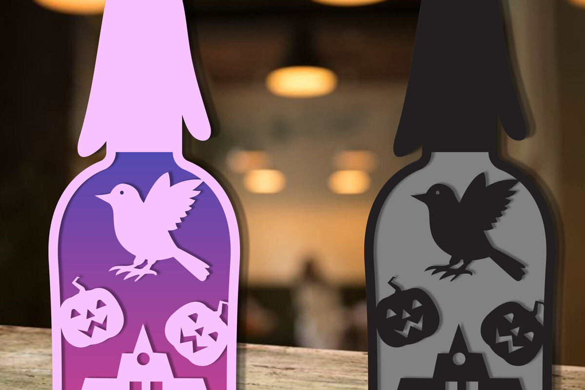 Σετ των 2 Intra απο ξύλο plywood  Χρώμα wenge 3mm-4mm πάχος - αποκοπής για Halloween Bottle Laser Δίασταση 15x15 cm INTRAFABR-76211479