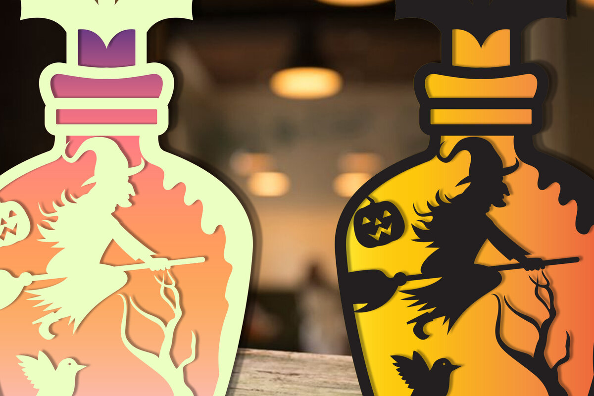 Σετ των 2 Intra απο ξύλο plywood  Χρώμα wenge 3mm-4mm πάχος - αποκοπής για Halloween Bottle Laser Δίασταση 15x15 cm INTRAFABR-76211804