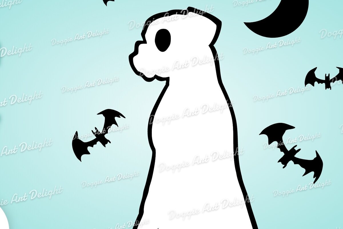 Σετ των 2 Intra απο ξύλο plywood  Χρώμα wenge 3mm-4mm πάχος - Halloween Boxer Ghost Dog Png Δίασταση 15x15 cm INTRAFABR-14850060