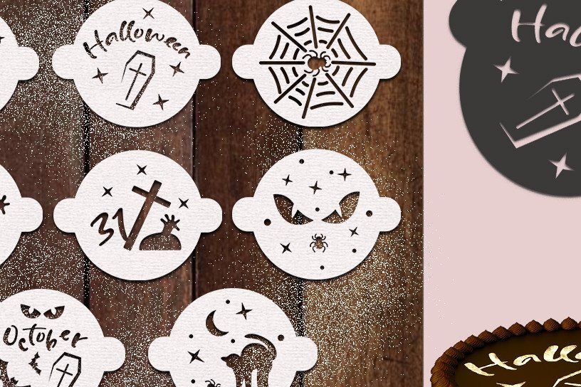 Σετ των 2 Intra απο ξύλο plywood  Χρώμα wenge 3mm-4mm πάχος - Στένσιλ για αποκριάτικες τούρτες/ κοπής/ Δίασταση 15x15 cm INTRAFABR-16013205