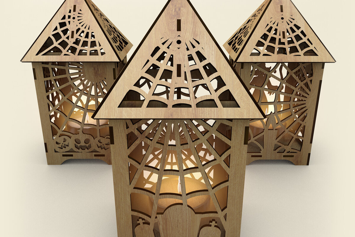 Σετ των 2 Intra απο ξύλο plywood  Χρώμα wenge 3mm-4mm πάχος - Σετ κηροπήγια αποκριών Δίασταση 4x4 cm INTRAFABR-14931547