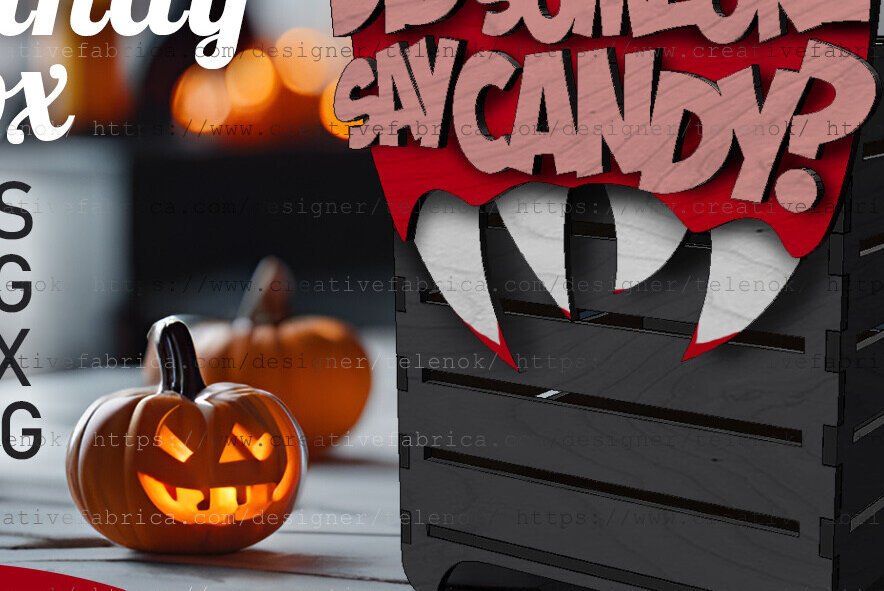 Σετ των 2 Intra απο ξύλο plywood  Χρώμα wenge 3mm-4mm πάχος - Halloween Candy Box | Δίασταση 15x15 cm INTRAFABR-15063800