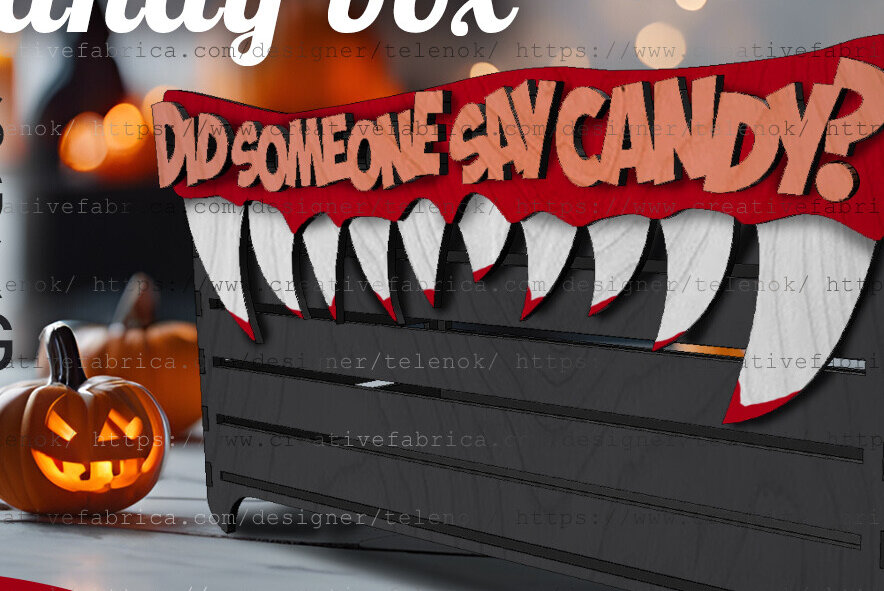 Σετ των 2 Intra απο ξύλο plywood  Χρώμα wenge 3mm-4mm πάχος - Halloween Candy Box | Δίασταση 15x15 cm INTRAFABR-15069810