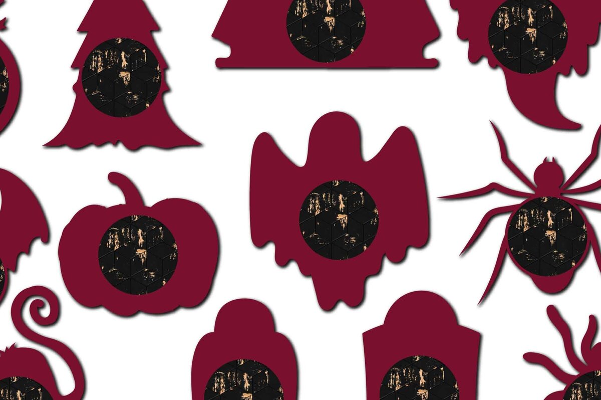 Σετ των 2 Intra απο ξύλο plywood  Χρώμα wenge 3mm-4mm πάχος - Πακέτο Halloween Candy Dome Δίασταση 15x15 cm INTRAFABR-15252974