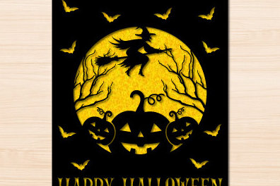 Σετ των 2 Intra απο ξύλο plywood  Χρώμα wenge 3mm-4mm πάχος - Αποκριάτικη κάρτα κοπής με λέιζερ Δίασταση 15x15 cm INTRAFABR-14915575