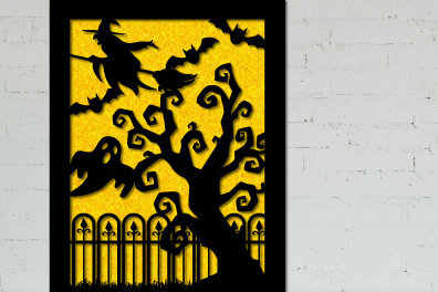 Σετ των 2 Intra απο ξύλο plywood  Χρώμα wenge 3mm-4mm πάχος - Αποκριάτικη κάρτα κοπής με λέιζερ Δίασταση 15x15 cm INTRAFABR-14928016